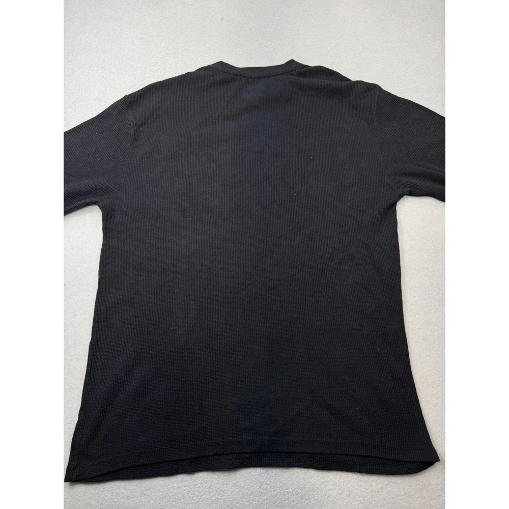 Ecko Unltd Mens XL Black Waffle Knit Thermal Long Sleeve Graphic T-Shirt Rhino